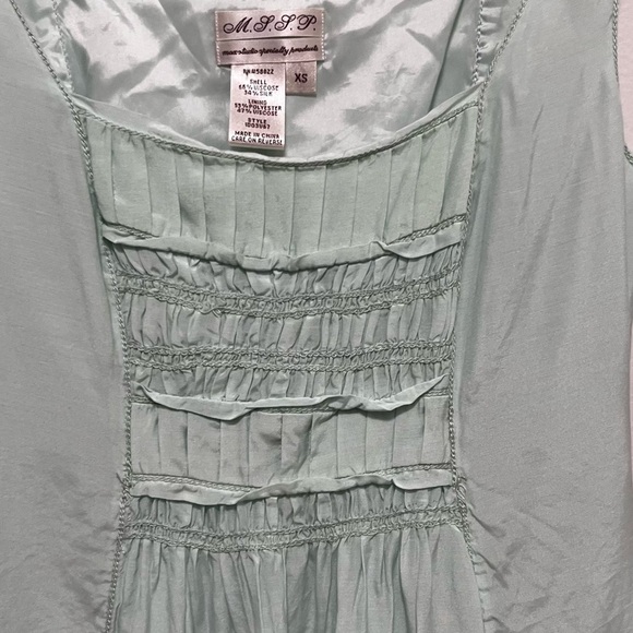 VINTAGE M.S.S.P Silk Blend Mint Green Mini Dress Size XS - Picture 6 of 7